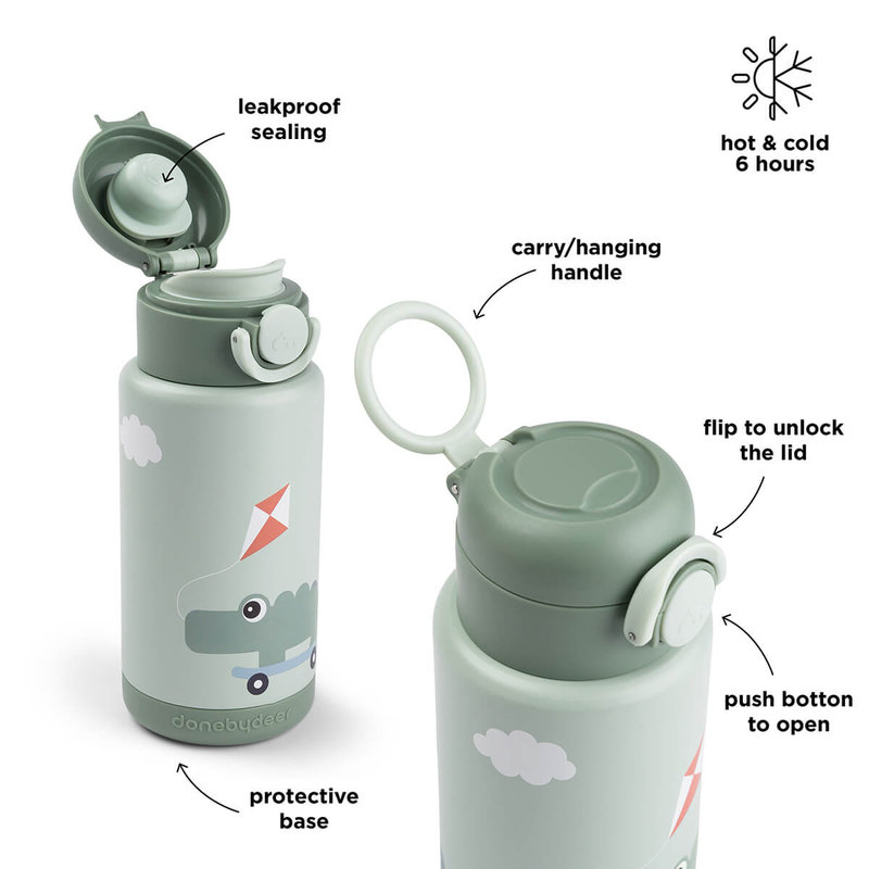 Gourde isotherme Playground Vert 340 ml Done by Deer bouchon