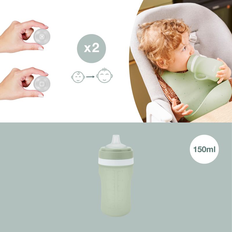 Gourde Silicone Green Babymoov explications 1