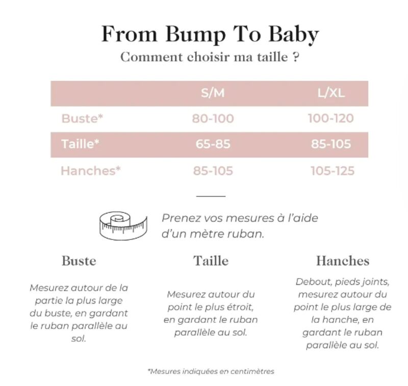 Bandeau 2 en 1 From Bump To Baby grossesse & peau-à-peau Mama Hangs guide tailles