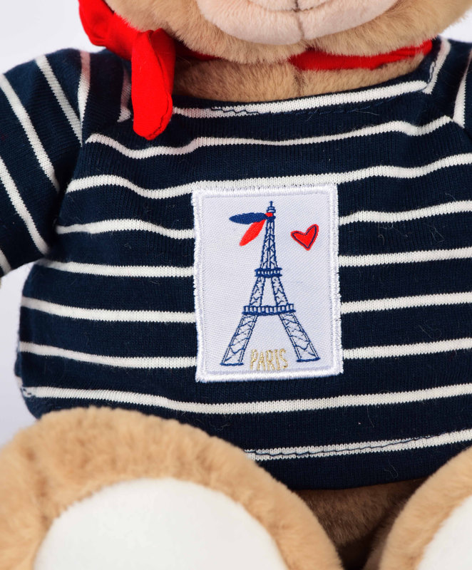 Ours Marinière Tour Eiffel 28 cm Doudou et Compagnie zoom tee shirt