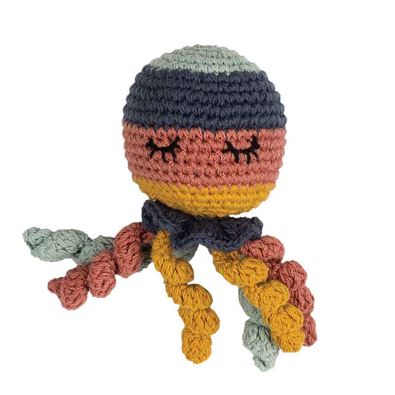 Hochet En Crochet Pieuvre Hochet En Coton Bio Hoppa Bambinou