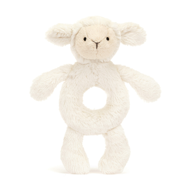 Hochet peluche Agneau Bashful Lamb Jellycat Produit face