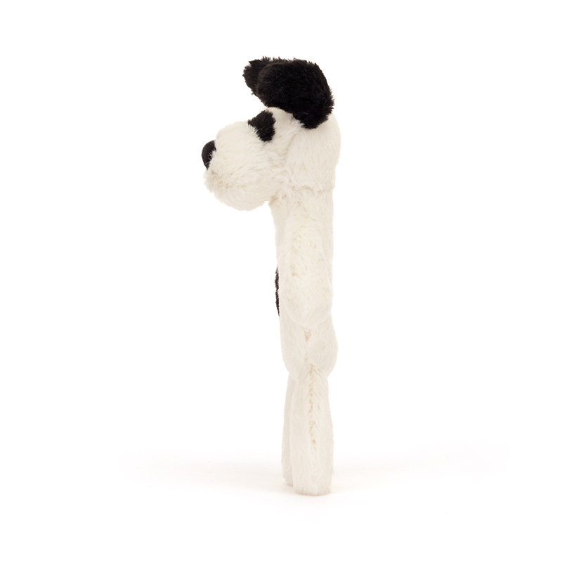 Hochet peluche Bashful Black & Cream Puppy Jellycat Produit profil