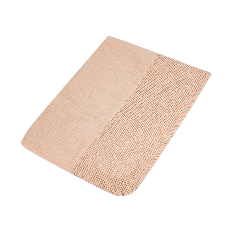 Housse de matelas à langer en coton lavé Wabi-Sabi Nobodinoz powder pink