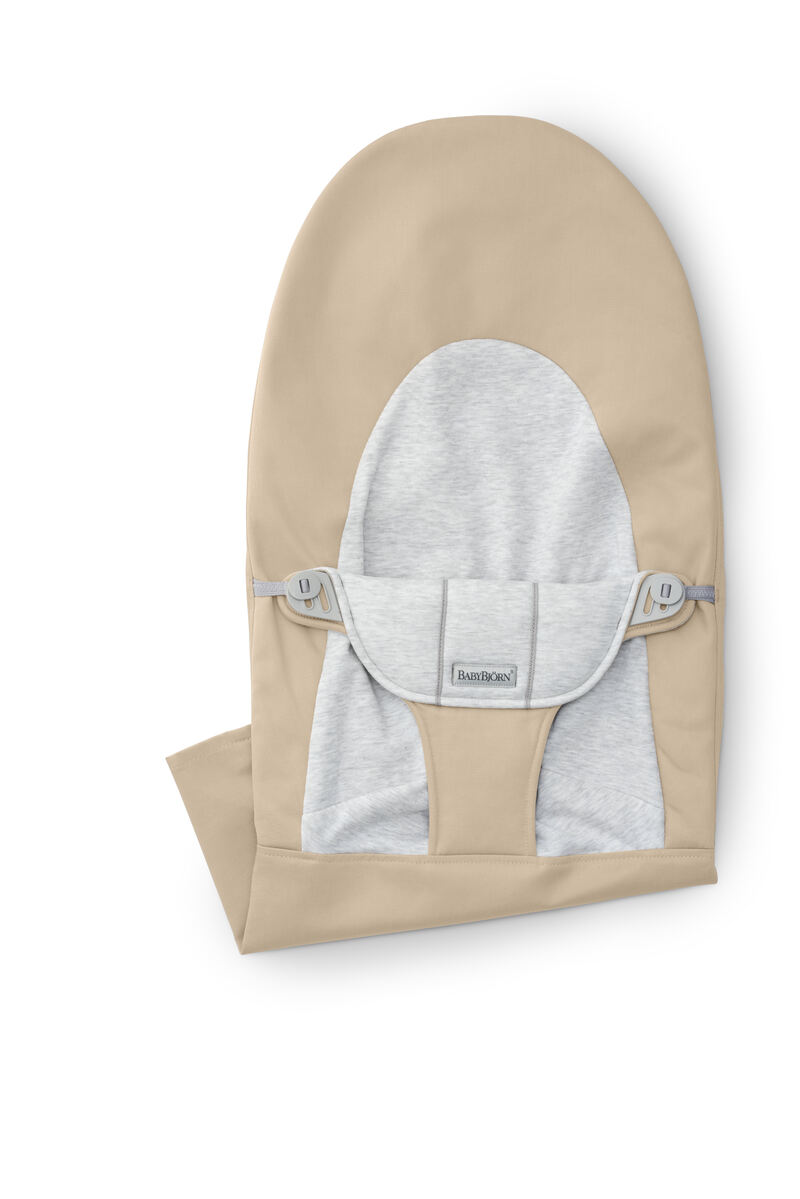 Housse pour Transat Balance Soft Tissé/Jersey, Boutons gris, Beige/Gris Babybjorn pliee