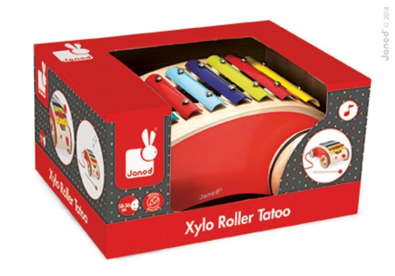 Xylo roller rouge tatoo à tirer Janod boite