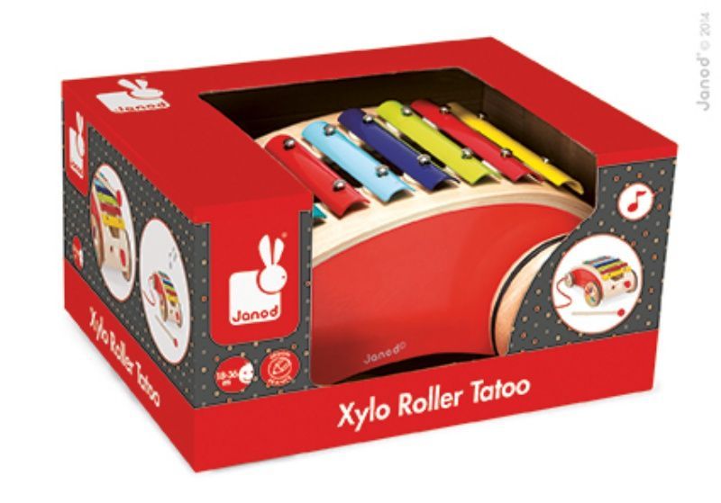 Xylo roller rouge tatoo à tirer Janod boite