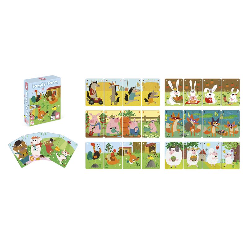 Jeu de 7 Familles - Family Farm Janod ensemble