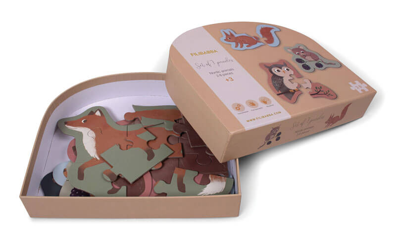 Jeu de 7 puzzles Animaux nordiques Filibabba boite