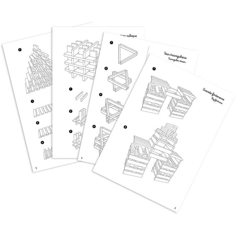 Jeu de construction Batibloc classic 100 planchettes en bois massif Vilac modèles