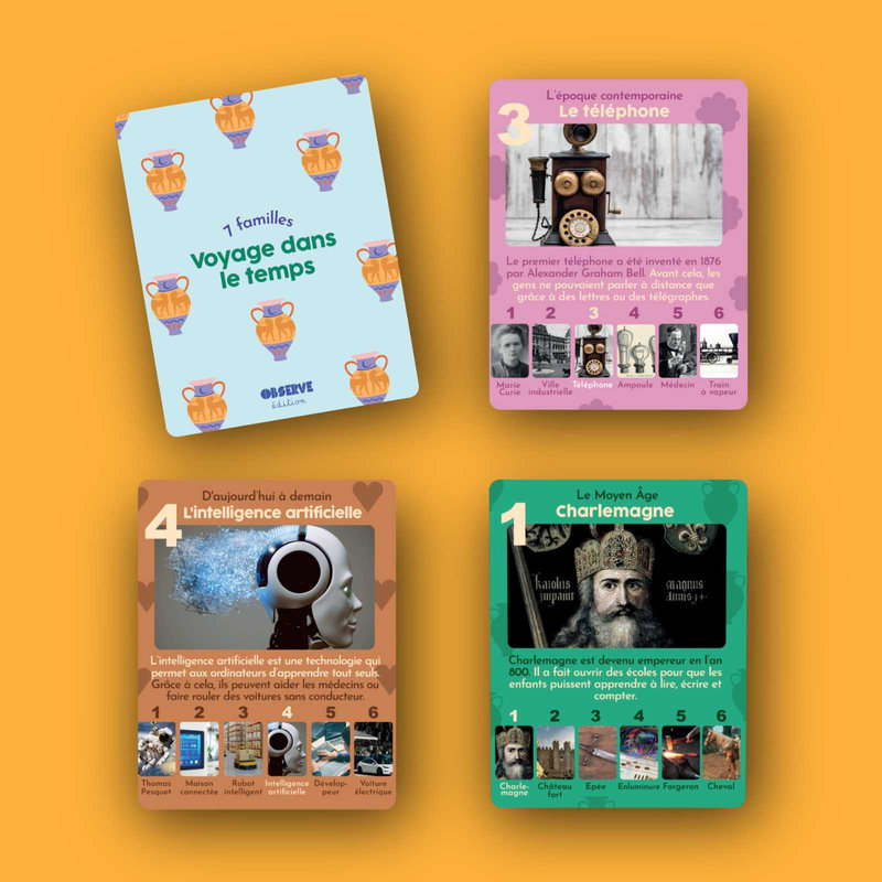 Jeu de 7 familles Voyage dans le temps Observe Édition cartes