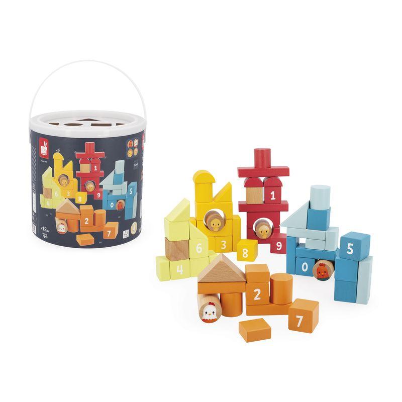 Jeu de constructions Ferme 56 pcs JANOD blocs et boîte
