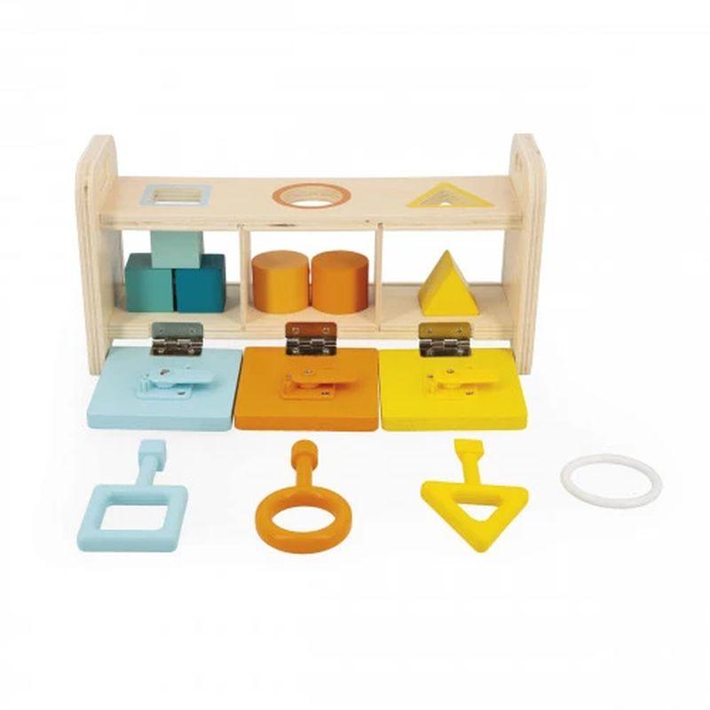 Jeu d’encastrement La boîte à clefs JANOD portes ouvertes