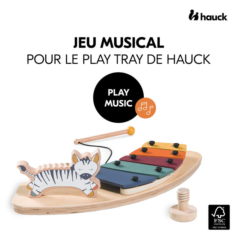 Jouet en bois pour chaise haute Hauck Play Music Zebra Hauck face