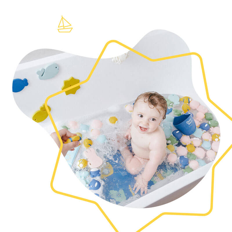 Jouets de bain Rigolo Splash x10 avec sac Badabulle ambiance