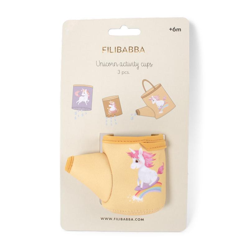 Jouets de bain en néoprène Gobelets d’activités licorne FILIBABBA packaging