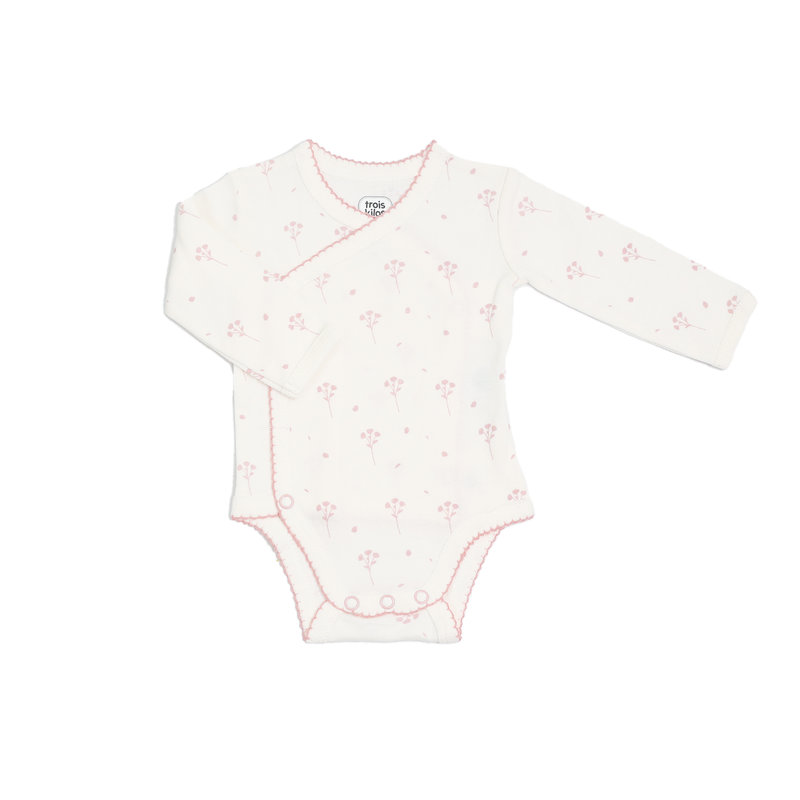 Kit Naissance Beige Fleuri 1 mois Trois Kilos Sept body devant 