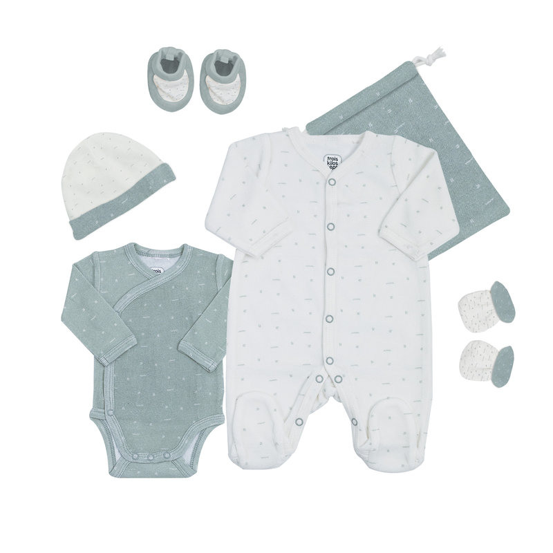 Kit Naissance Sauge taille 0 mois Trois Kilos Sept kit 