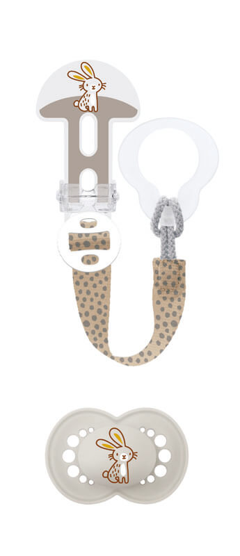 Kit Sucette en silicone et Attache sucette 18 mois+ Aléatoire MAM blanc