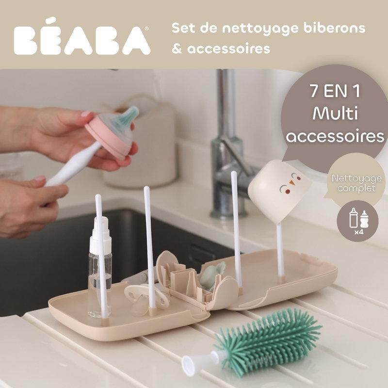 Kit Voyage Egoutte Biberons Goupillon et Accessoires argile BEABA explication