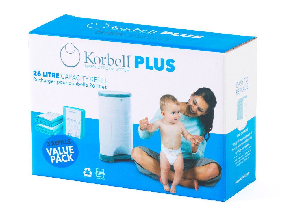 Pack de 3 recharges poubelle à couches Korbell