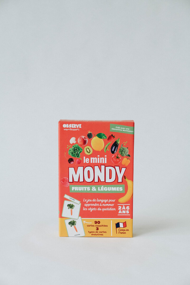 Le Mini-Mondy Fruits & Légumes, jeu de langage Observe Montessori Produit face