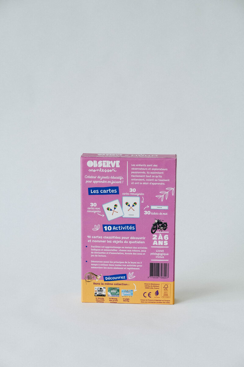 Le Mini-Mondy Loisirs, jeu de langage Observe Montessori Produit dos