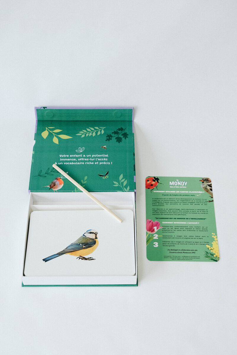 Le Mondy des P'tits Curieux : 45 cartes de langage bilingues sur le thème de la Nature Observe Montessori Produit face2
