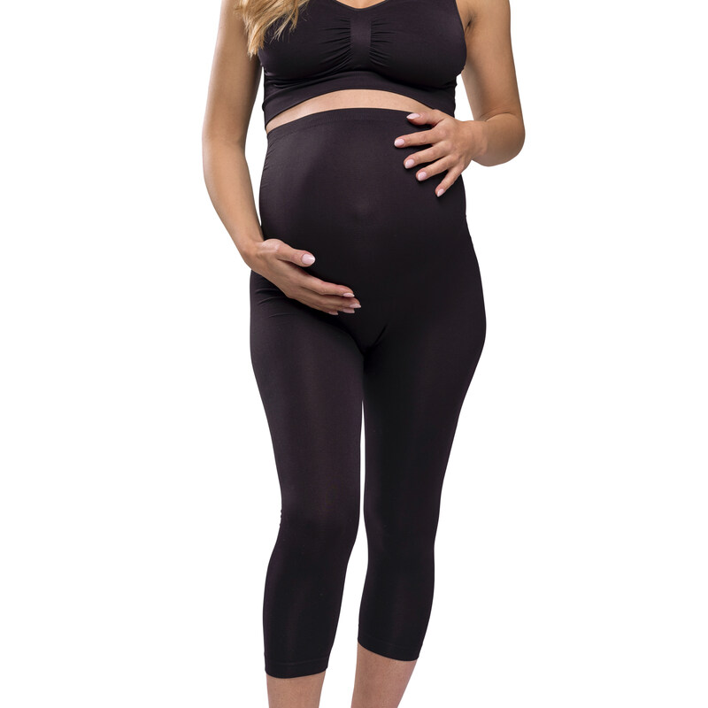 Legging 3/4 de grossesse sans coutures noir XL Carriwell face