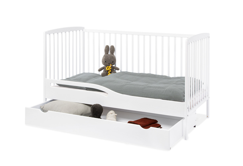 Lit bébé 70 x 140 Malte Pinolino abaisser rangement ouver