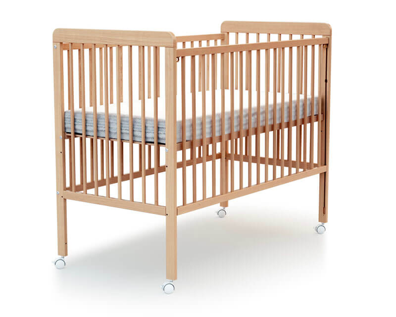 Lit bébé pliant 60x120 hêtre verni