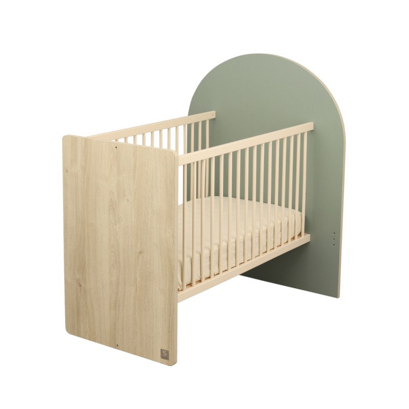 Pack Duo Arche Lit évolutif Sauge + Commode à langer/Bureau Sauthon lit bébé