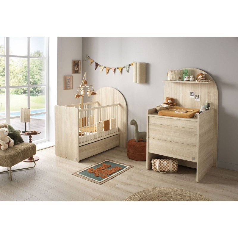 Pack Duo Arche Lit évolutif Strié + Commode à langer/Bureau  Sauthon lifestyle 7