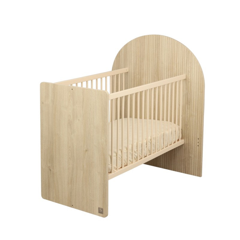 Pack Duo Arche Lit évolutif Strié + Commode à langer/Bureau  Sauthon lit bébé