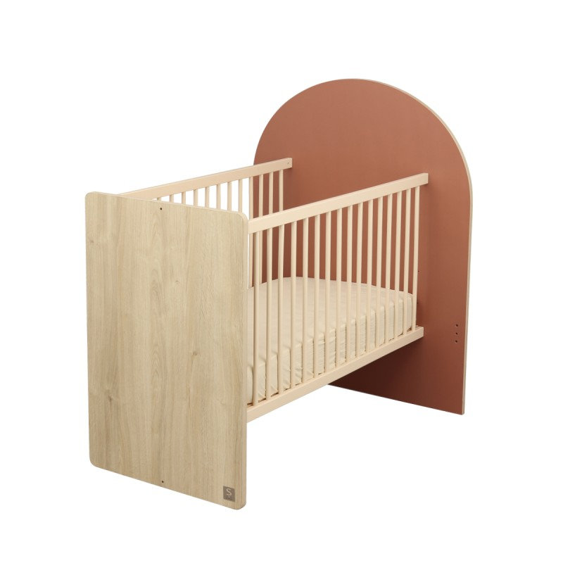 Pack Duo Arche Lit évolutif Terracotta + Commode à langer/Bureau Sauthon lit bébé