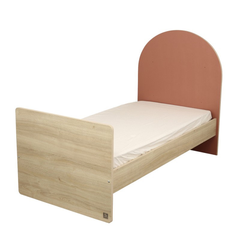 Pack Duo Arche Lit évolutif Terracotta + Commode à langer/Bureau Sauthon lit junior