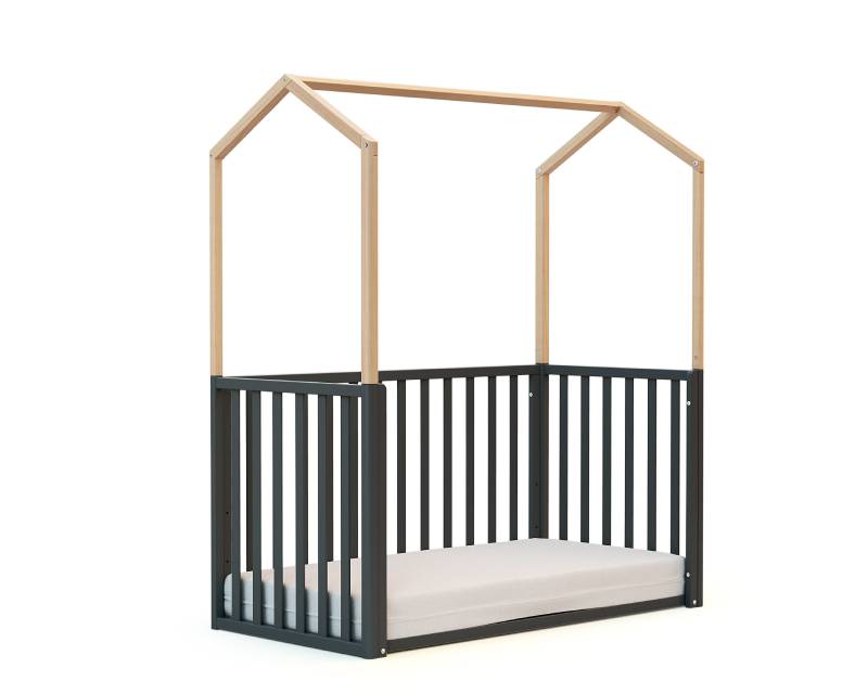 Lit bébé évolutif Confort 60x120 + toit cabane AT4 banquette