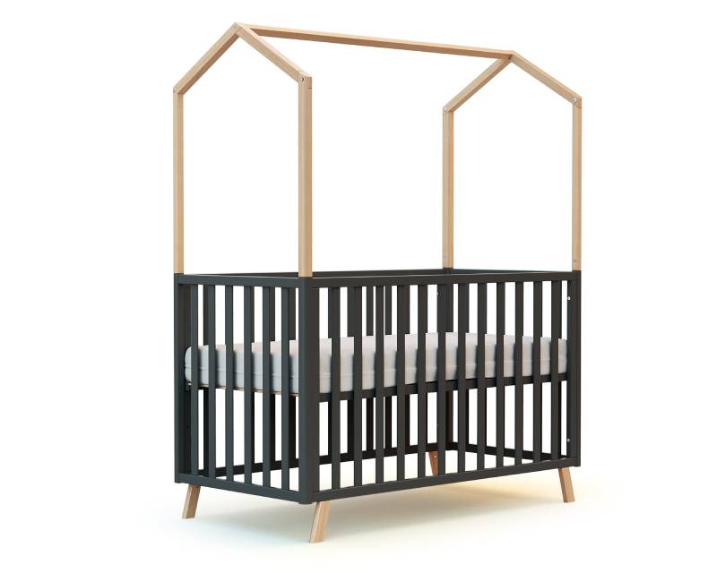 Lit bébé évolutif Confort 60x120 + toit cabane AT4 haut
