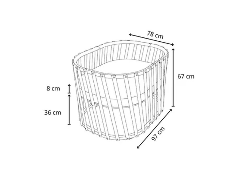 Lit bébé évolutif Lugo en bois naturel avec matelas 70 x 90 Charlie Crane dimensions