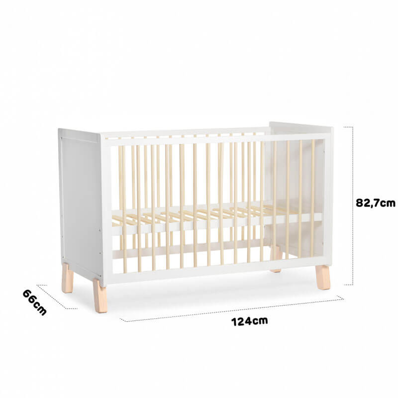 Lit bébé évolutif Nico 60 x 120 cm Blanc Kinderkraft dimensions