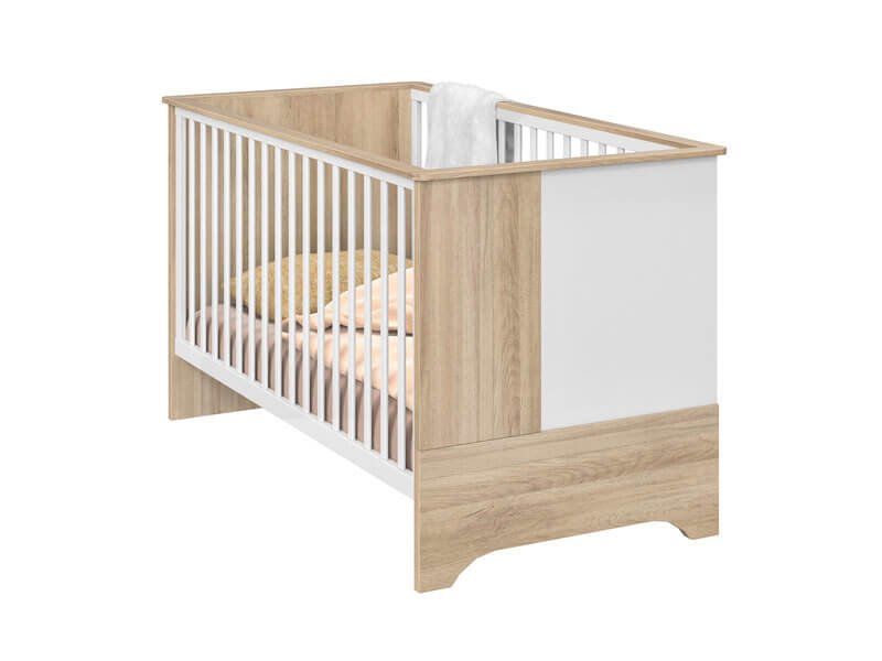 Lit bébé évolutif Sacha 70 x 140 cm avec 2 pans Chêne Galipette draps