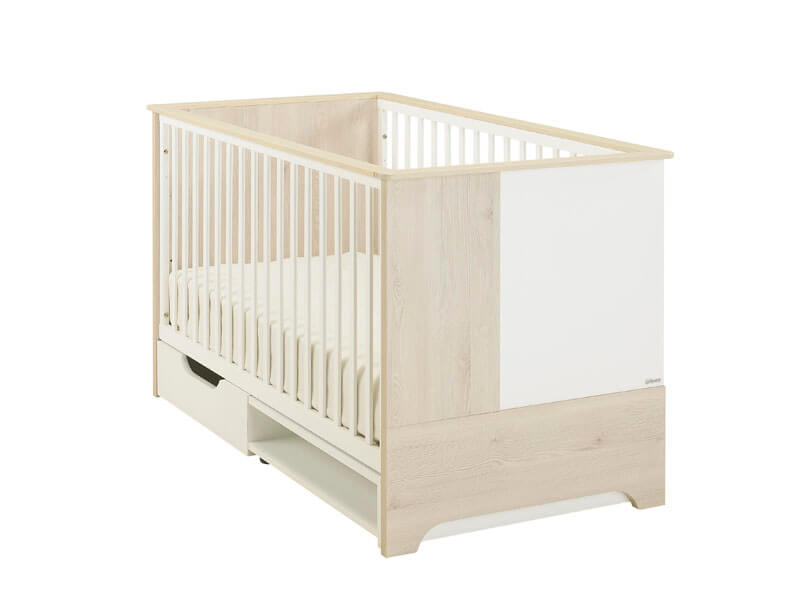 Lit bébé évolutif Sacha 70 x 140 cm avec 2 pans Pin Galipette tiroir