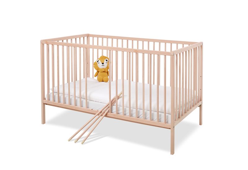 Lit bébé Hanna naturel 70 x 140 Pinolino barreaux enlevés