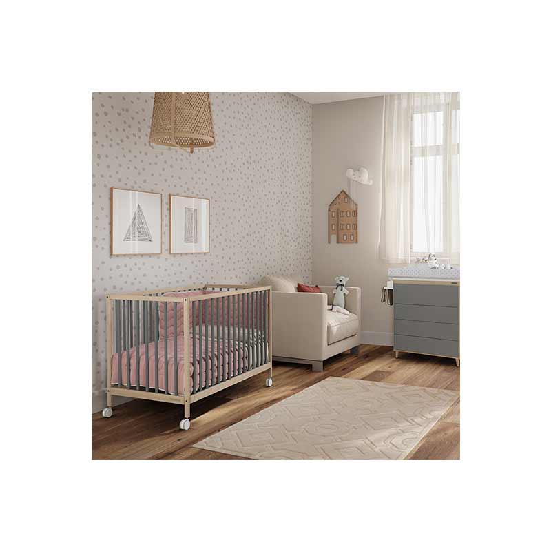 Lit bébé Mountain 120 x 60 cm Sable/Gris Micuna Ambiance