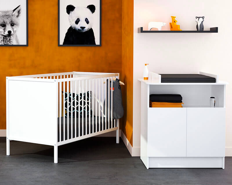 Lit bébé à panneaux Webaby 60x120 blanc AT4 ambiance