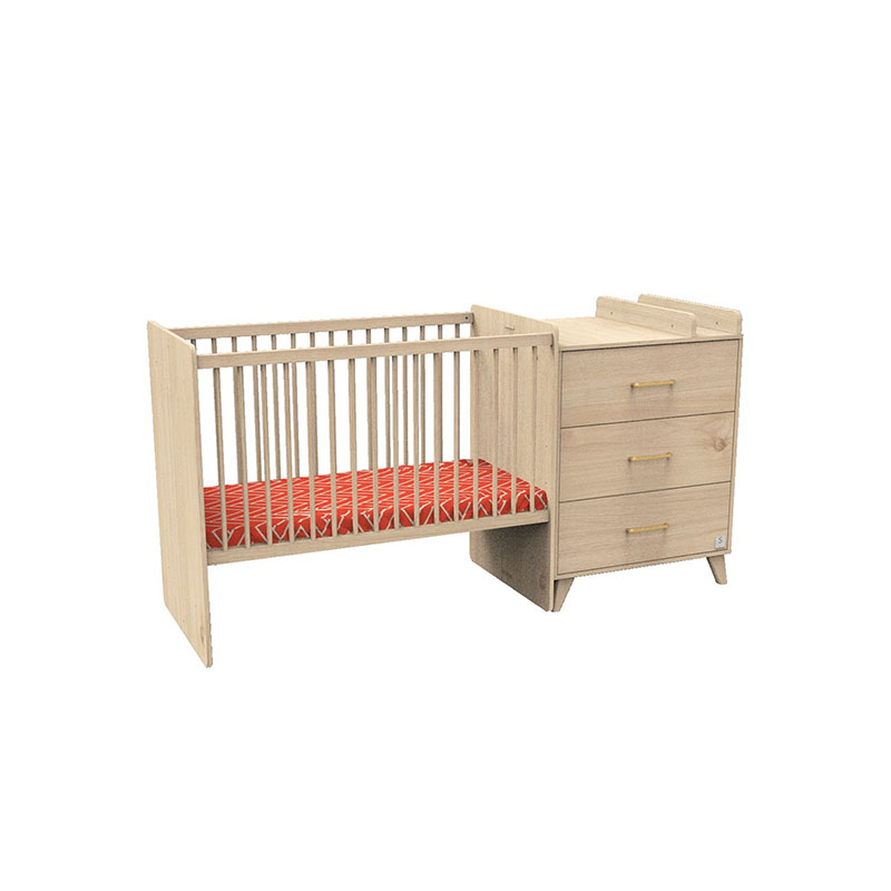 Lit bébé en bois de chêne et hêtre évolutif au style vintage