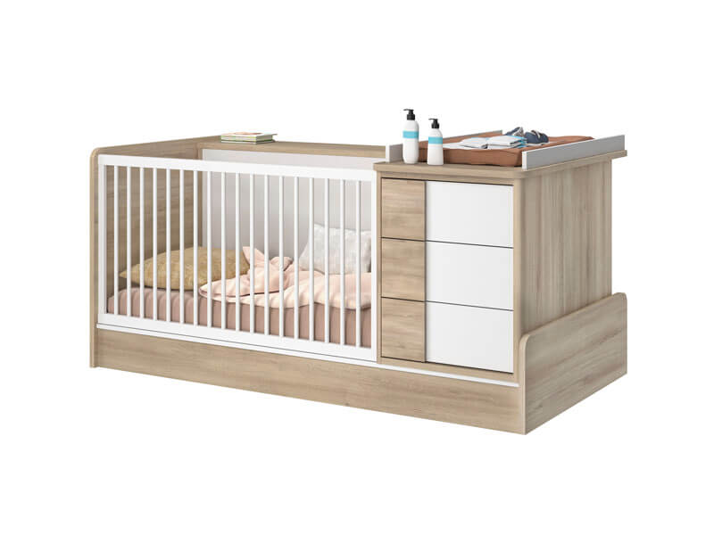 Chambre Sacha Chêne : lit combiné évolutif, tiroir Galipette  deco