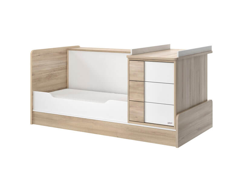 Chambre Sacha Chêne : lit combiné évolutif, tiroir Galipette  banquette côté