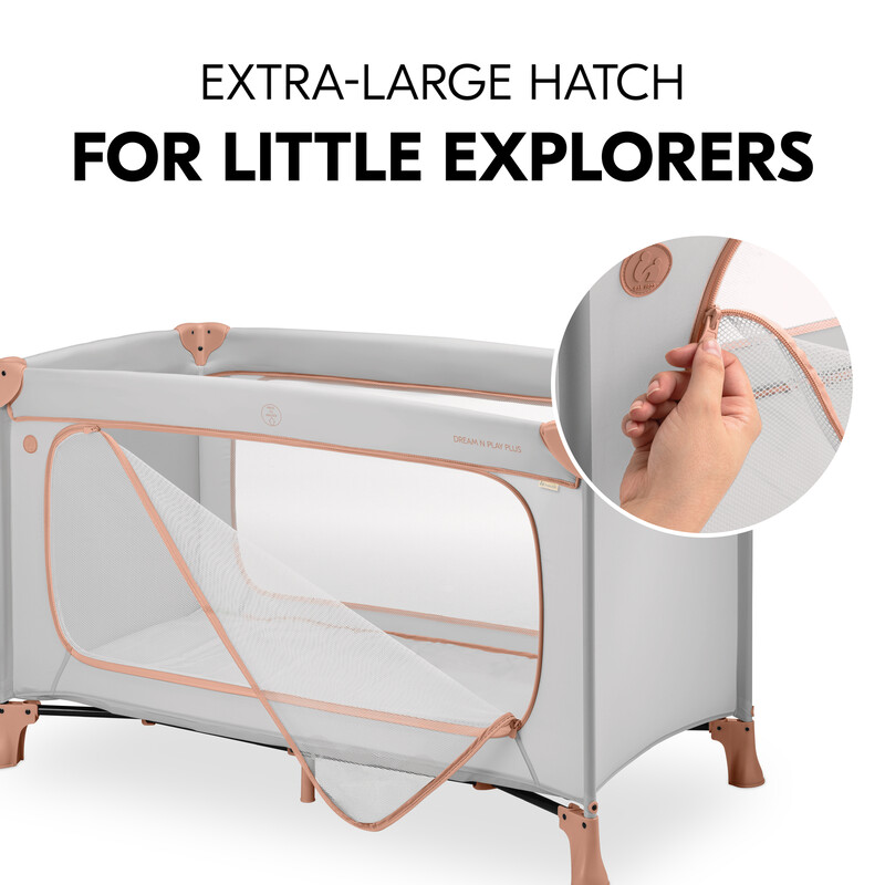 Pack Lit de voyage Dream N Play Plus Dusty + drap housse  HAUCK ouverture