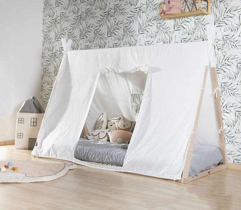 Lit enfant Tipi 90 x 200 cm Naturel/Blanc Childhome Déco